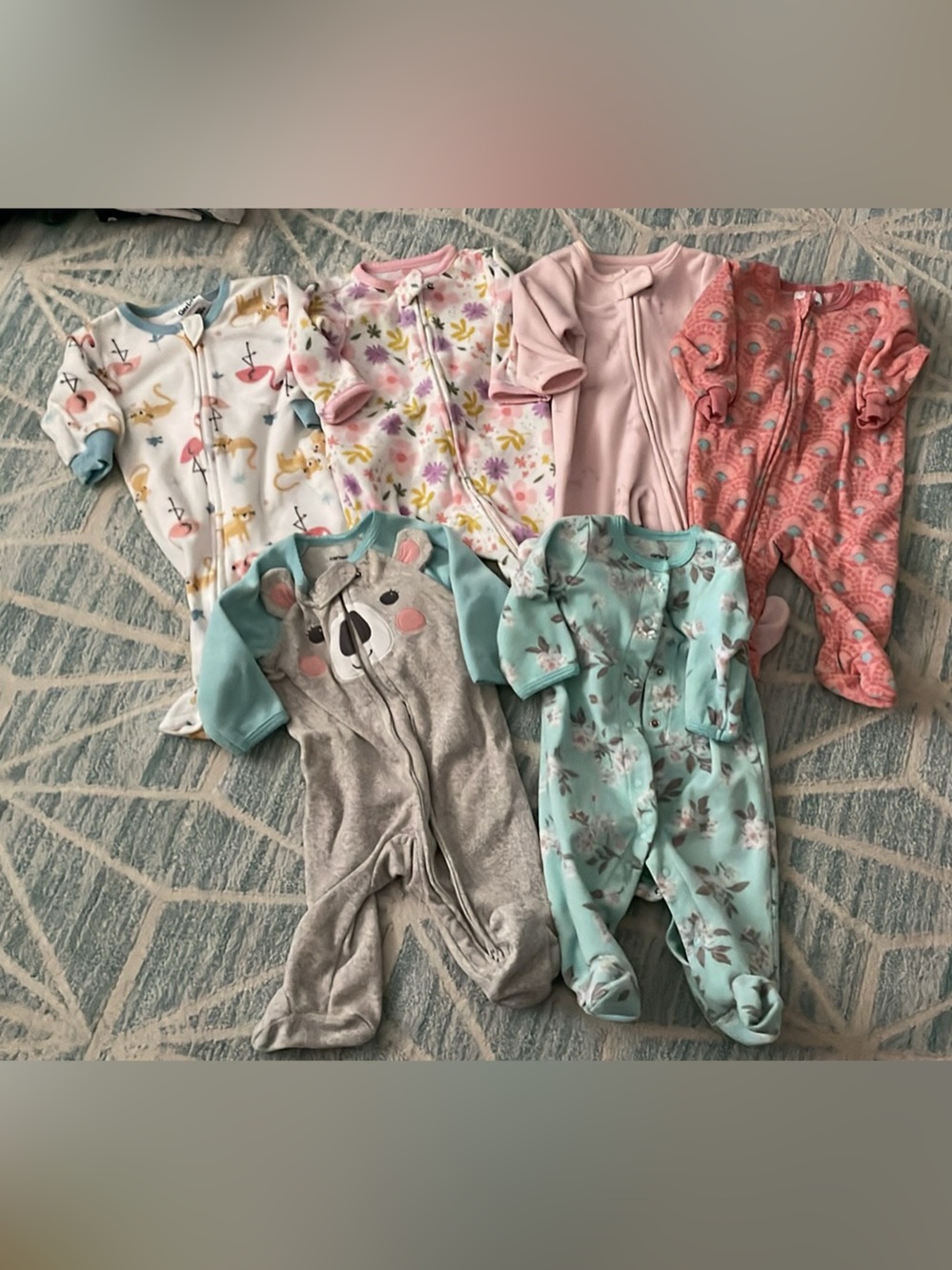 Baby Girl Footed Pajama Bundle - Multicolor Floral & Animal Prints